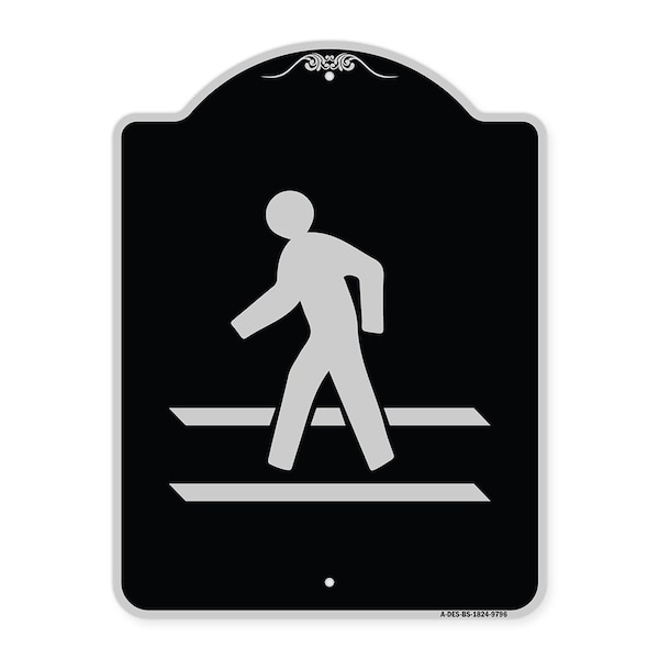Signmission Designer Series-Pedestrian Crossing, Black & Silver Heavy-Gauge Aluminum, 24" x 18", BS-1824-9796 A-DES-BS-1824-9796 - main